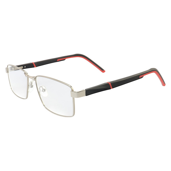 Armação de Óculos 86002 Retangular Prata e Vermelho