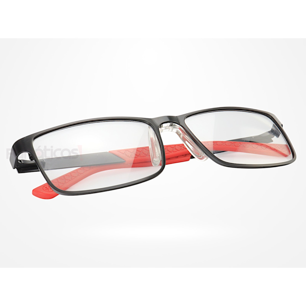 Armação de Óculos AQ240701 Retangular Preto e Vermelho