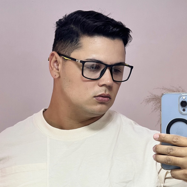 Armação de Óculos GB8005 Retangular Preto e Amarelo