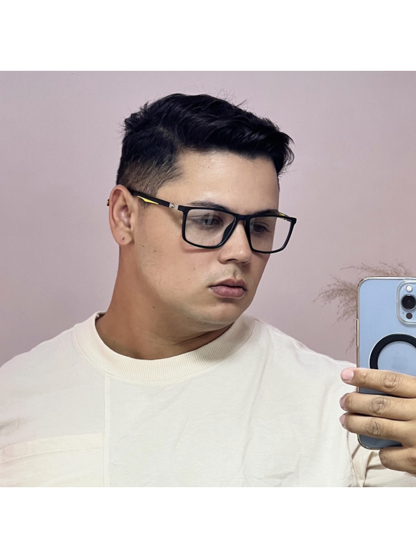 Armação de Óculos GB8005 Retangular Preto e Amarelo