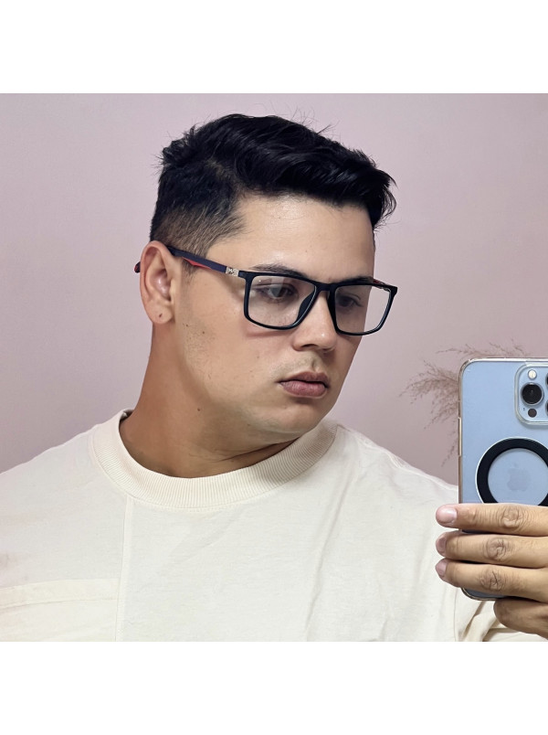 Armação de Óculos GB8005 Retangular Azul e Vermelho