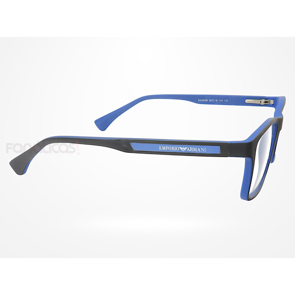 Armação de Óculos Retangular EA3038 Preto e Azul