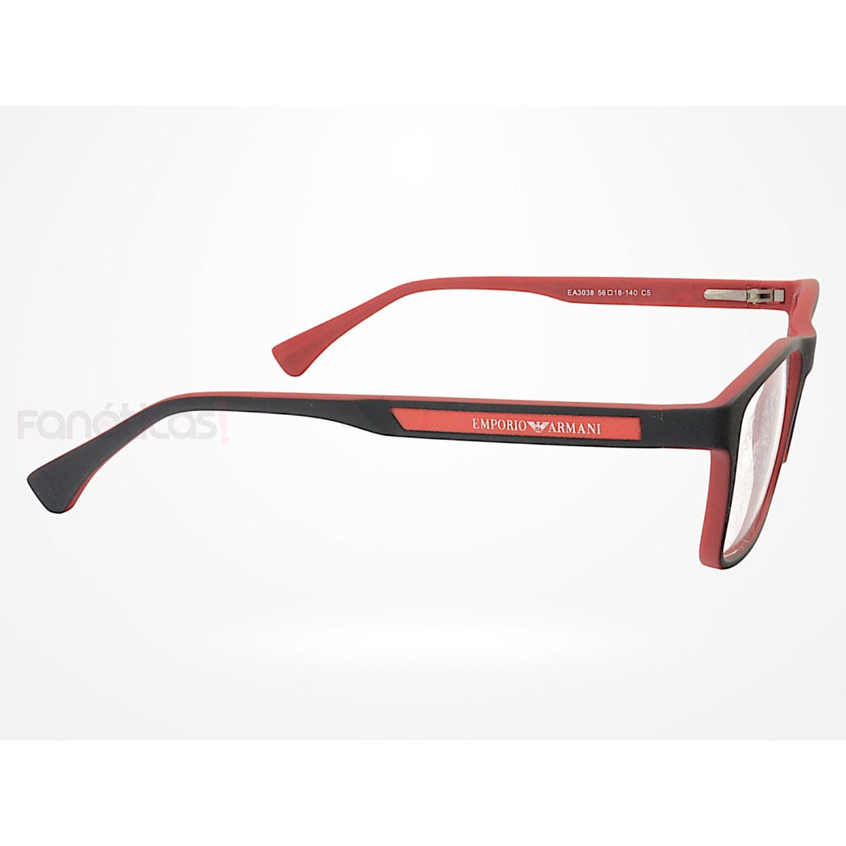 Armação de Óculos Retangular EA3038 Preto e Vermelho