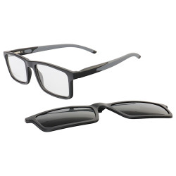 Armação de Óculos Retangular Clipon 2 em 1 JC1198 Preto e Cinza