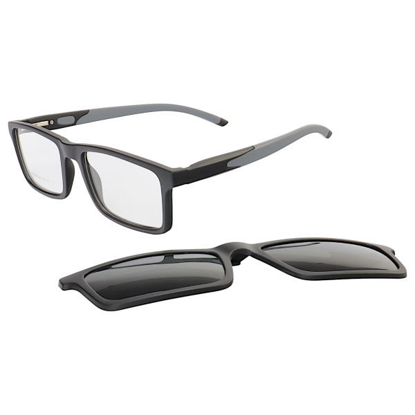 Armação de Óculos Retangular Clipon 2 em 1 JC1198 Preto e Cinza