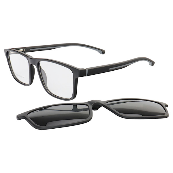 Armação de Óculos Quadrado Clipon 2 em 1 JC1197 Preto e Cinza