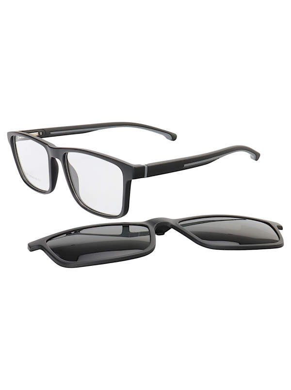Armação de Óculos Quadrado Clipon 2 em 1 JC1197 Preto e Cinza