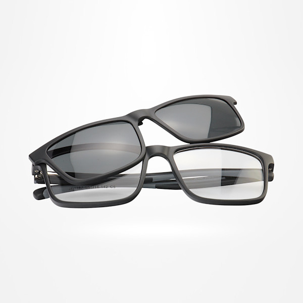 Armação de Óculos Quadrado Clipon 2 em 1 JC1197 Preto e Cinza