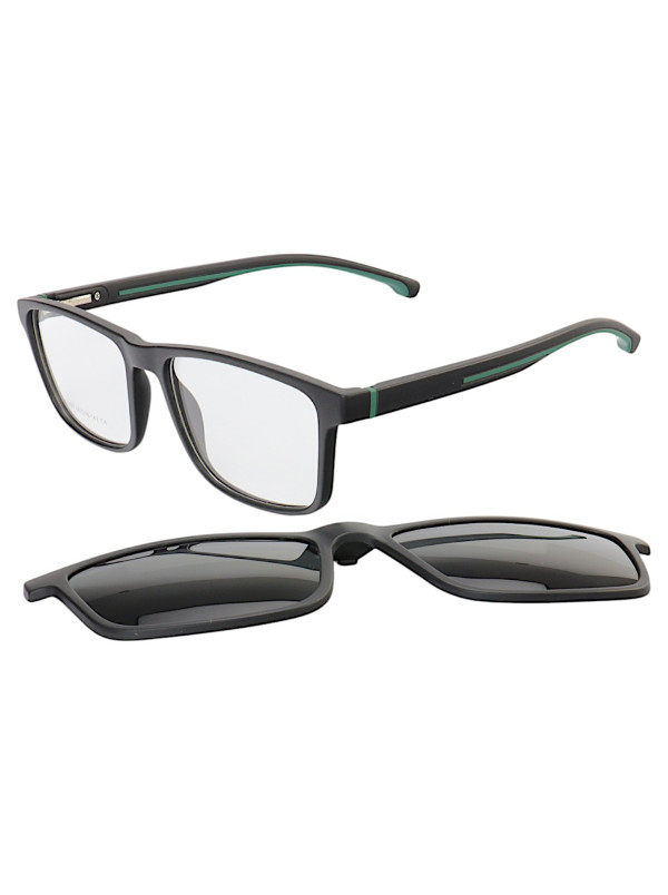 Armação de Óculos Quadrado Clipon 2 em 1 JC1197 Preto e Verde