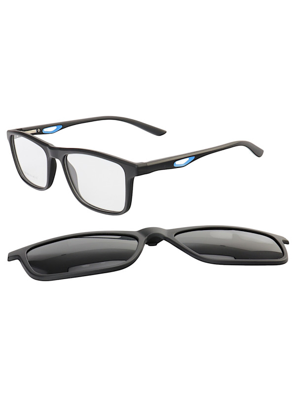Armação de Óculos Quadrado Clipon 2 em 1 JC1194 Preto e Azul
