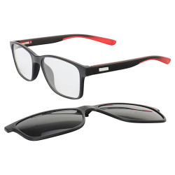 Armação de Óculos Quadrado Clipon 2 em 1 JC1201 Preto e Vermelho
