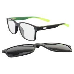 Armação de Óculos Quadrado Clipon 2 em 1 JC1201 Preto e Verde