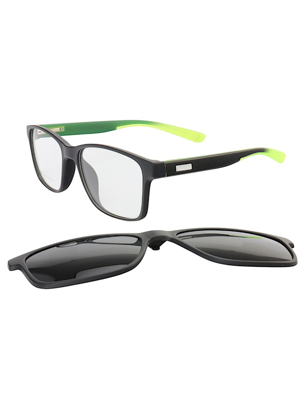 Armação de Óculos Quadrado Clipon 2 em 1 JC1201 Preto e Verde