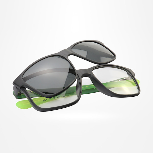 Armação de Óculos Quadrado Clipon 2 em 1 JC1201 Preto e Verde
