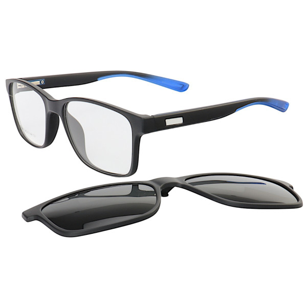 Armação de Óculos Quadrado Clipon 2 em 1 JC1201 Preto e Azul