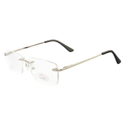 Armação de Óculos Retangular Flutuante Sem Aro Titânio Prata