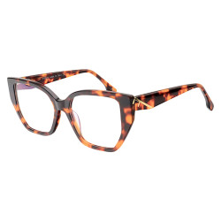 Armação de Óculos Quadrada FE50073 Marrom Tartaruga