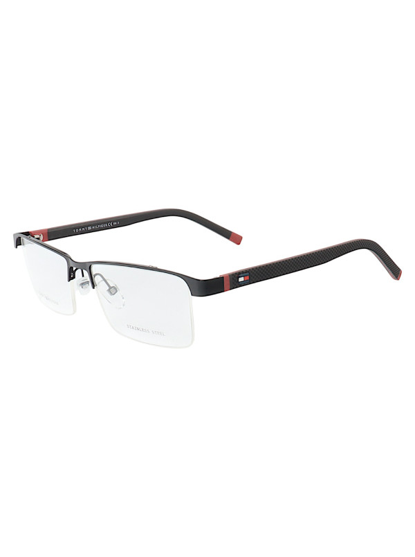 Armação de Óculos Retangular Nylon TH1717 Preto e Vermelho
