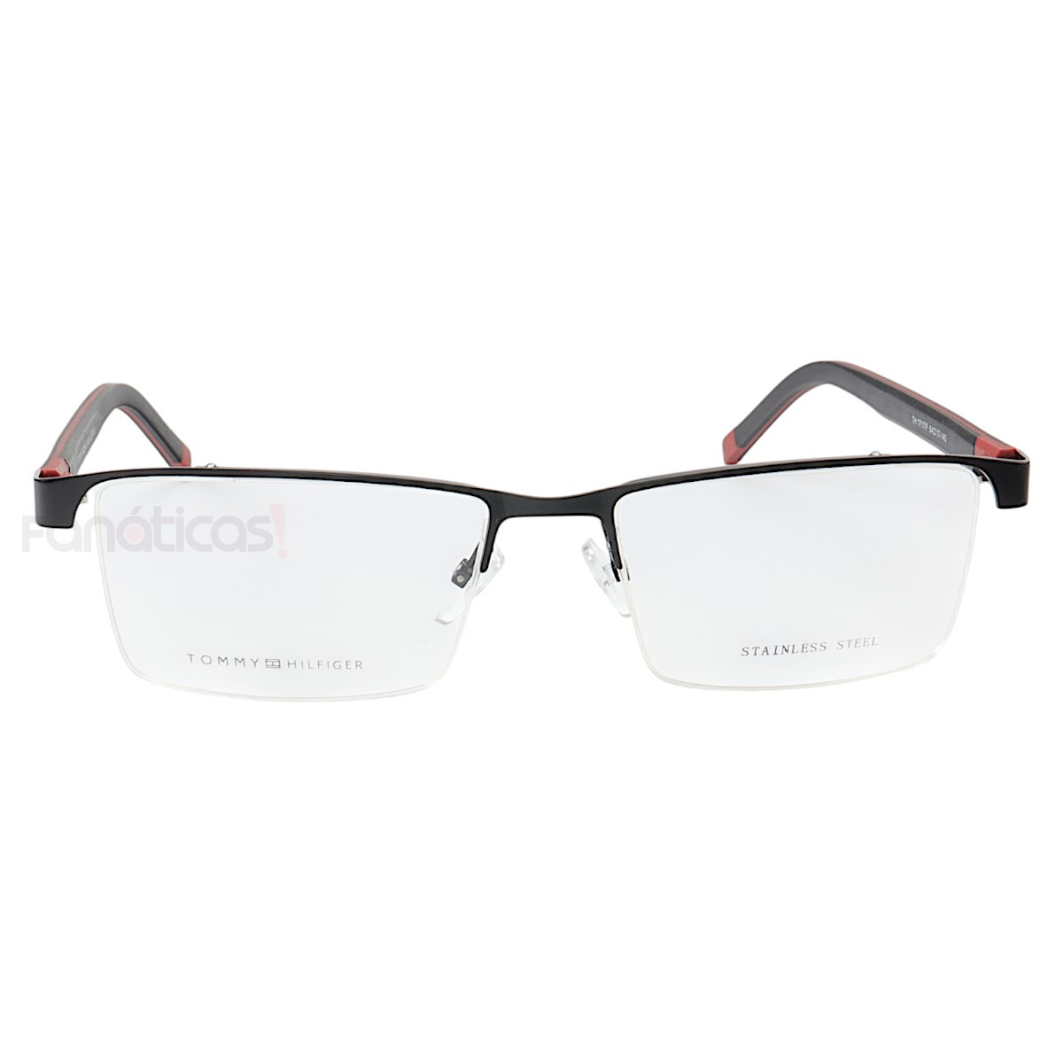 Armação de Óculos Retangular Nylon TH1717 Preto e Vermelho