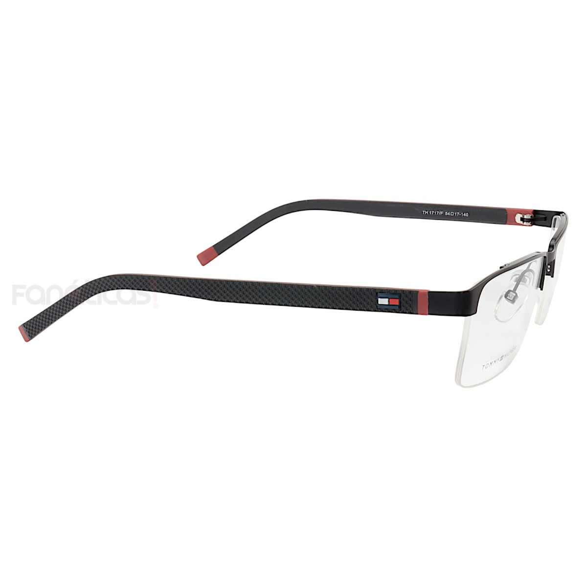 Armação de Óculos Retangular Nylon TH1717 Preto e Vermelho