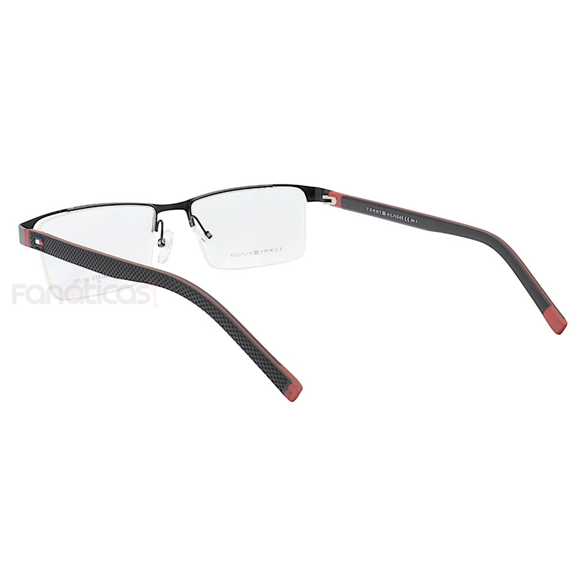 Armação de Óculos Retangular Nylon TH1717 Preto e Vermelho