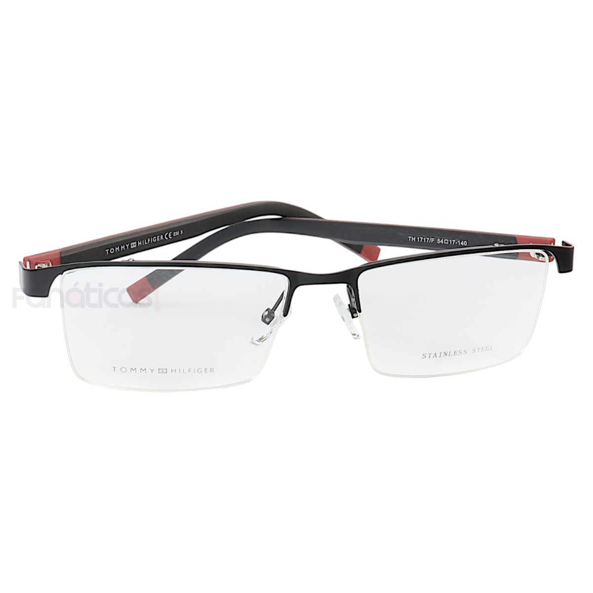 Armação de Óculos Retangular Nylon TH1717 Preto e Vermelho