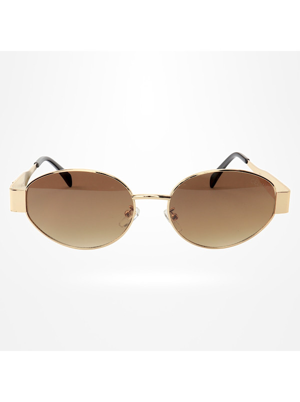 Óculos De Sol  Oval 9891 Dourado e Lente Marrom