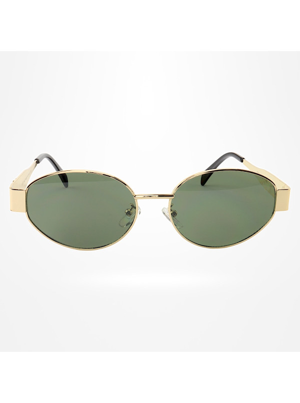 Óculos De Sol  Oval 9891 Dourado e Lente Verde