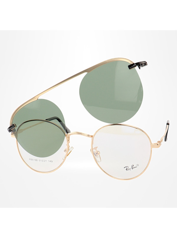 Armação de Óculos Clipon Round RB6168 Dourado e Lente Verde
