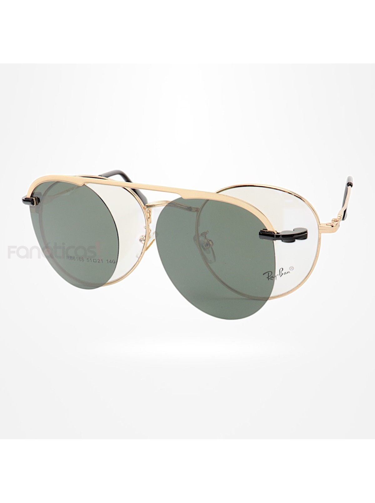 Armação de Óculos Clipon Round RB6168 Dourado e Lente Verde