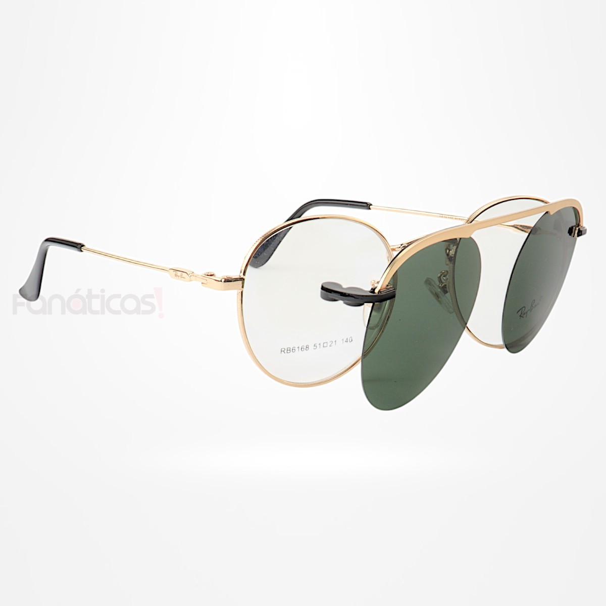 Armação de Óculos Clipon Round RB6168 Dourado e Lente Verde