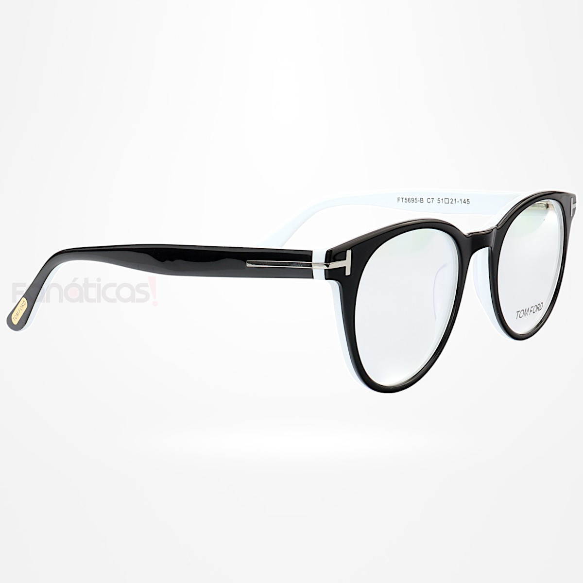 Armação de Óculos Redondo TF5695 Preto e Branco