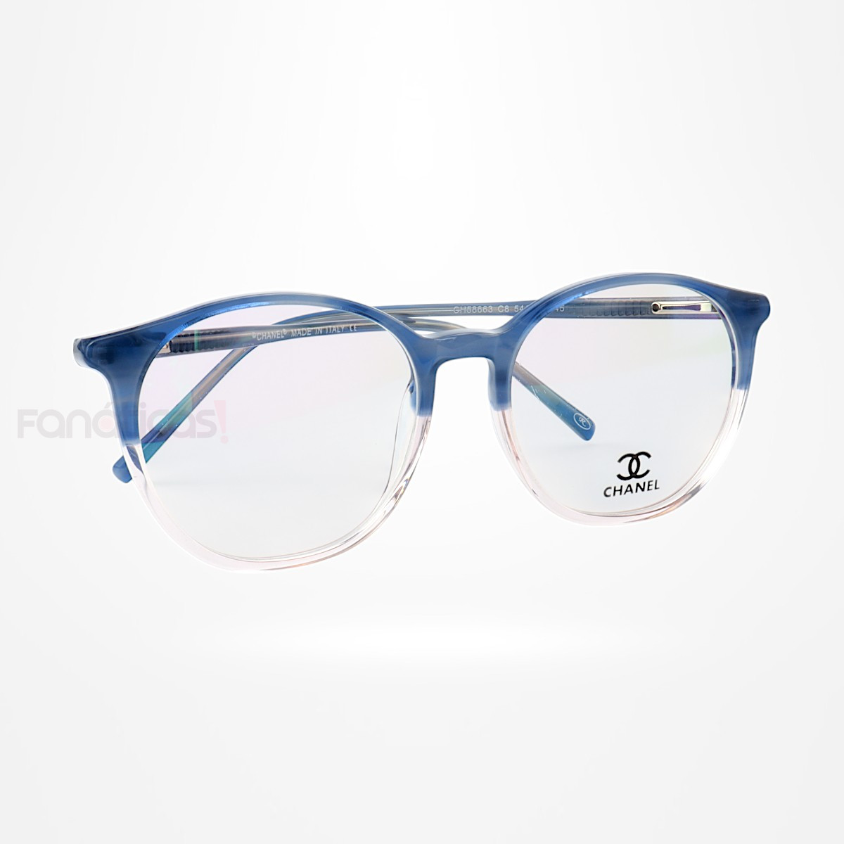 Armação de Óculos Redonda CH58663 Azul Translúcido Degrade