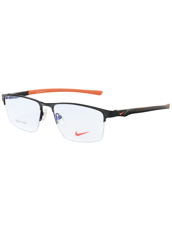 Armação de Óculos Retangular 7805AF Preto e Laranja