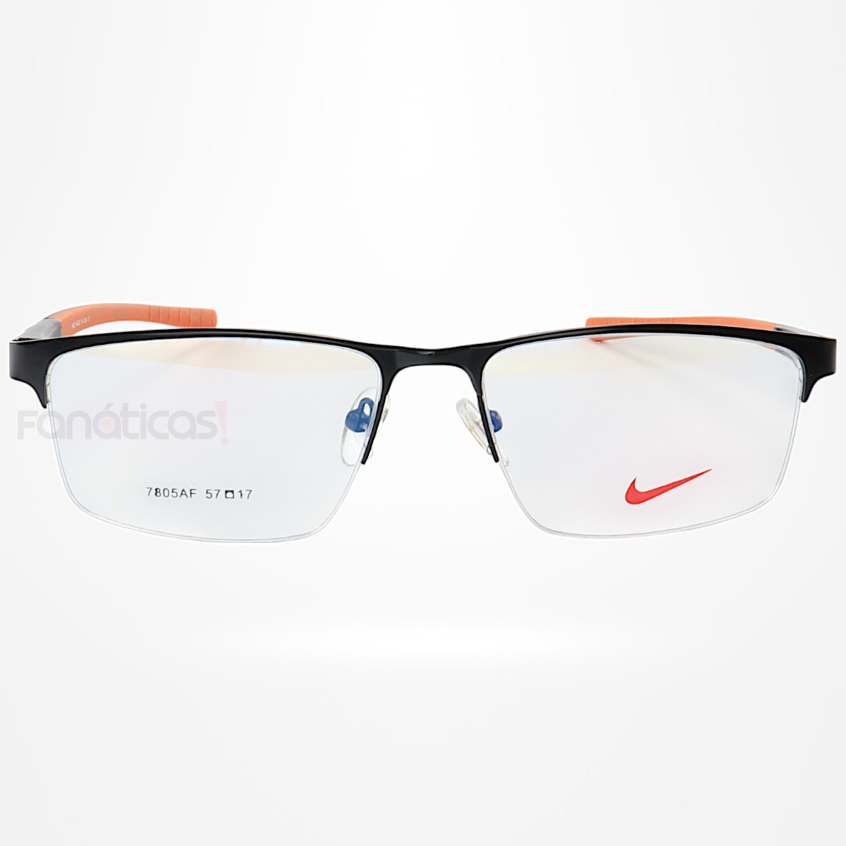 Armação de Óculos Retangular 7805AF Preto e Laranja