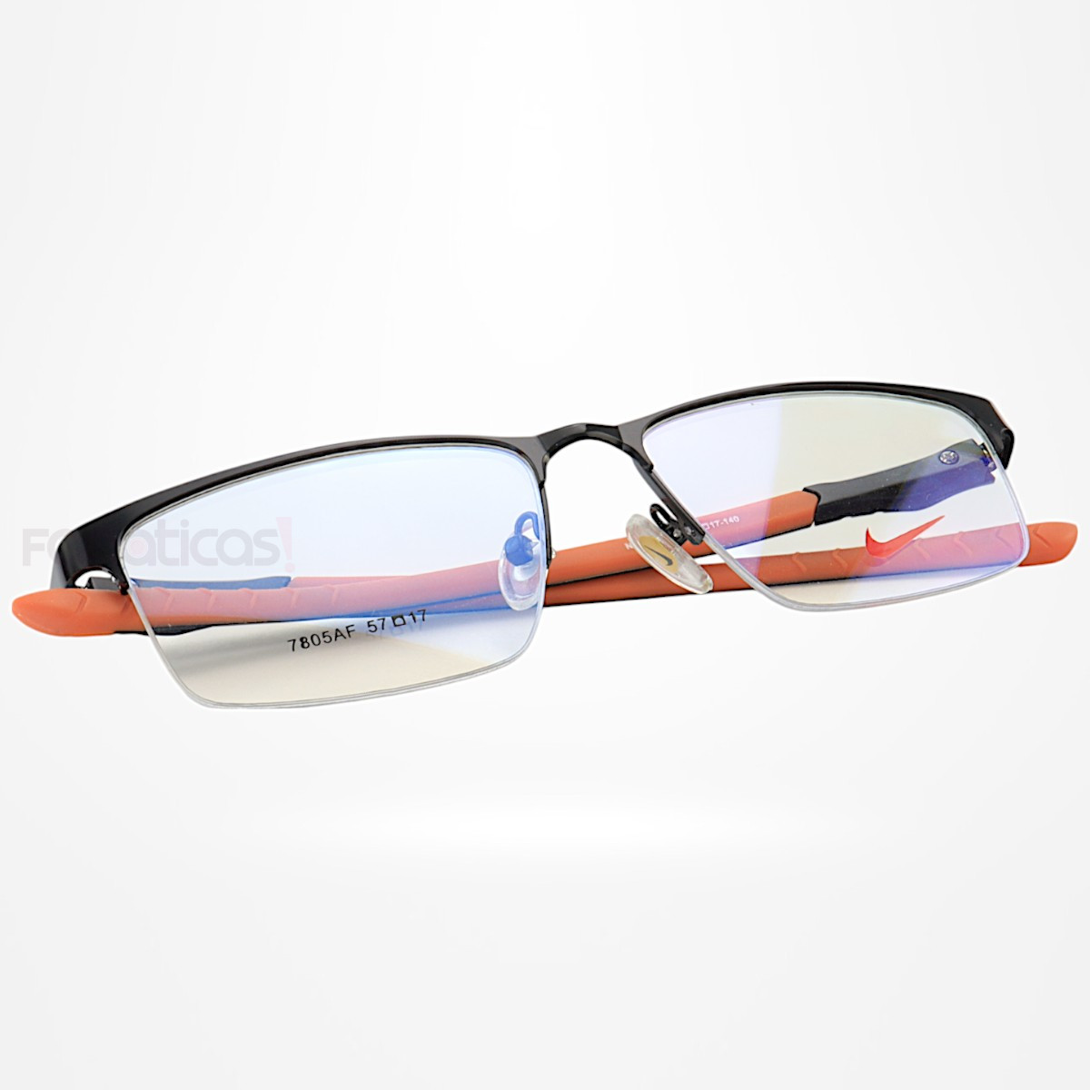 Armação de Óculos Retangular 7805AF Preto e Laranja