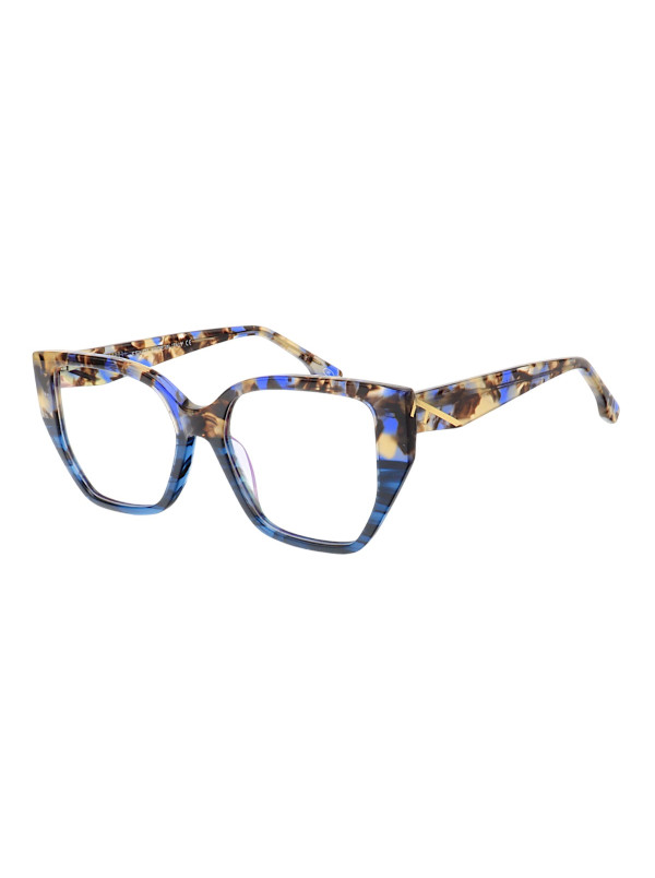 Armação de Óculos Quadrada FE50073 Azul Tartaruga