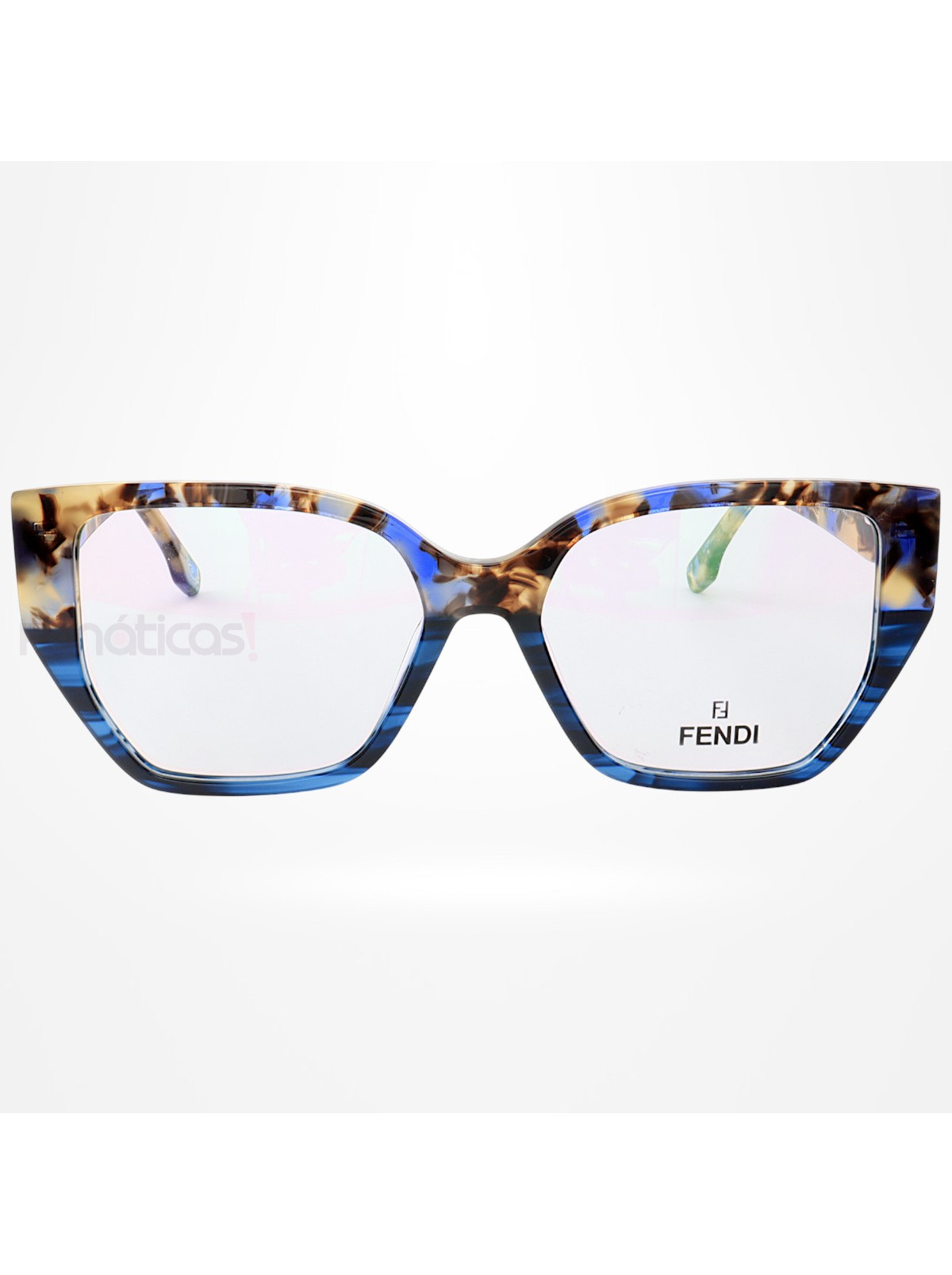 Armação de Óculos Quadrada FE50073 Azul Tartaruga