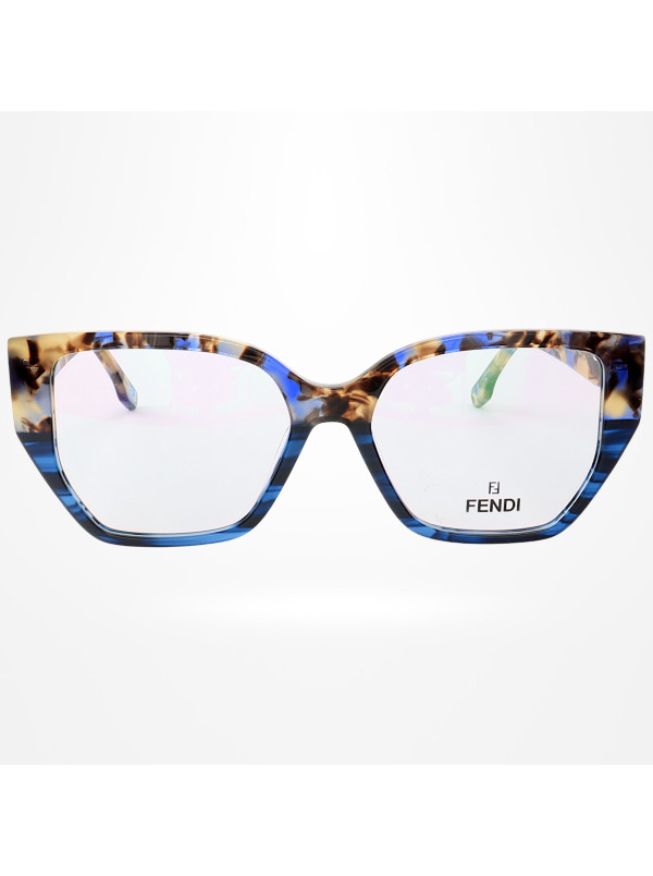 Armação de Óculos Quadrada FE50073 Azul Tartaruga