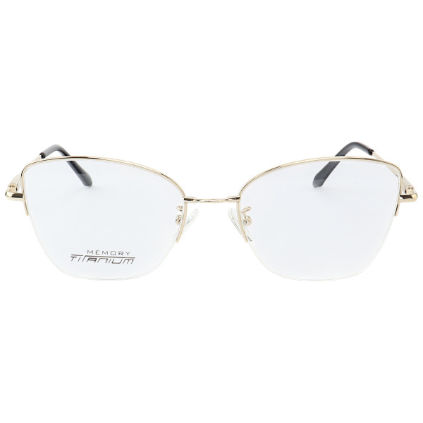 Armação de Óculos Gatinho Memory Titanium MT6932 Dourado Claro