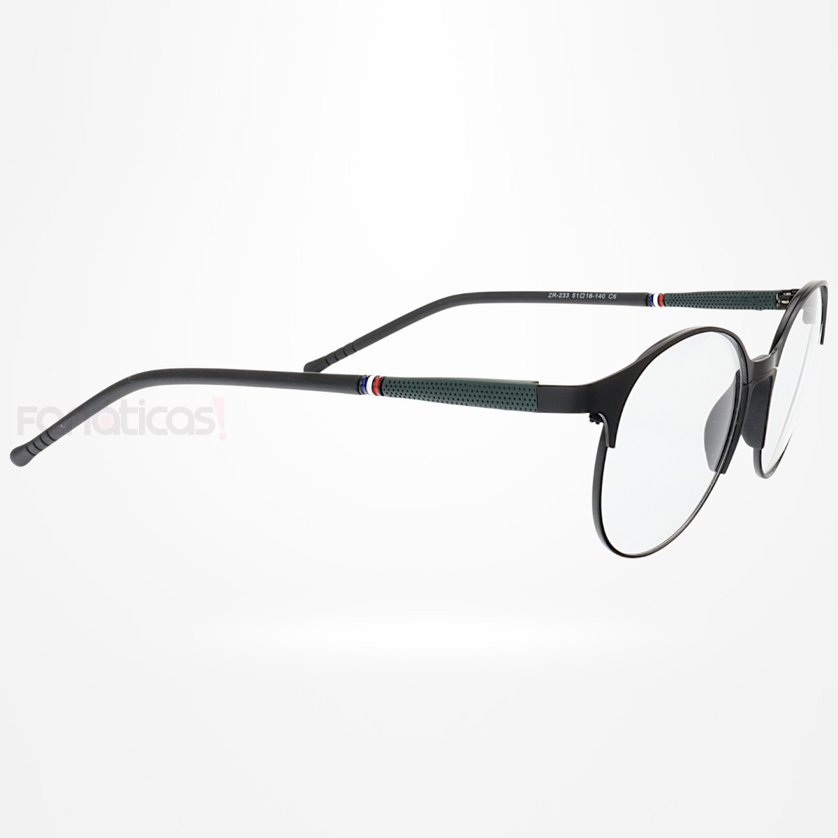 Armação de Óculos Redonda ZR233 Preto e Verde