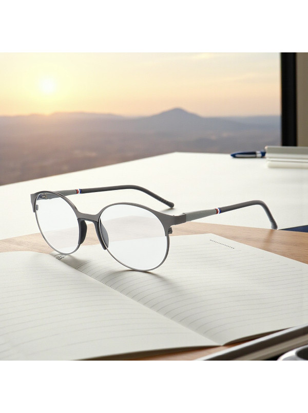 Armação de Óculos Redonda ZR233 Preto e Cinza