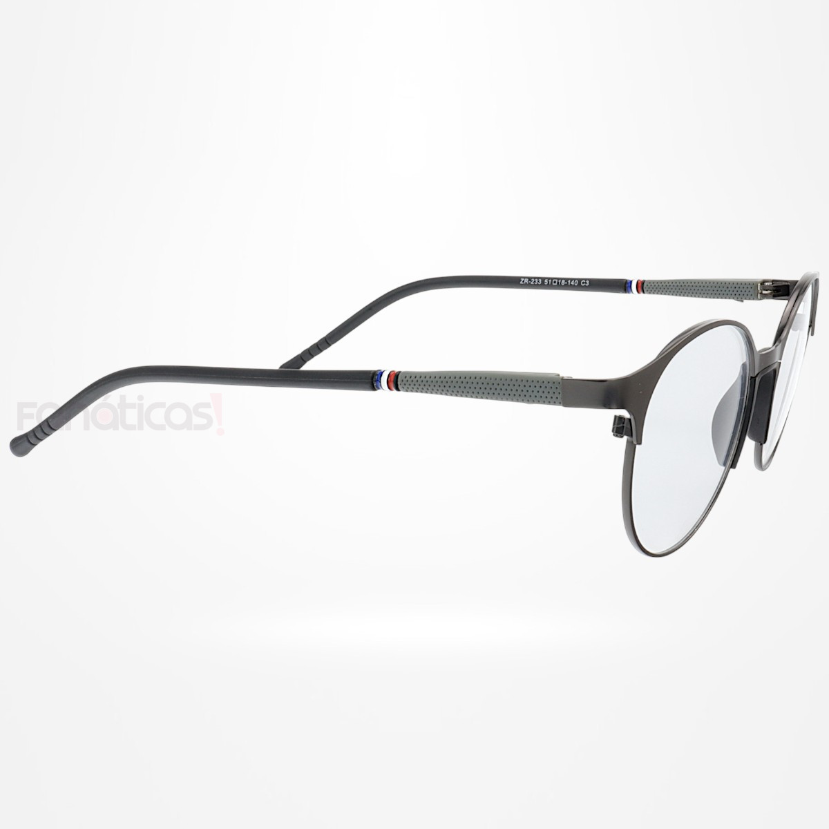 Armação de Óculos Redonda ZR233 Preto e Cinza