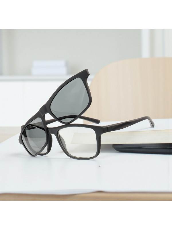 Armação de Óculos Quadrado Clipon 2 em 1 JC1192 Preto