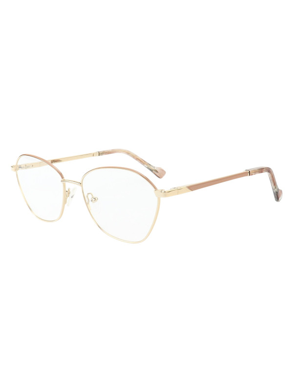 Armação de Óculos Oval MT8021 Dourado e Nude