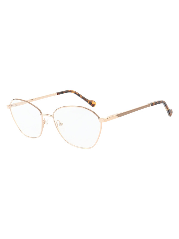 Armação de Óculos Oval MT8021 Dourado e Nude Tartaruga