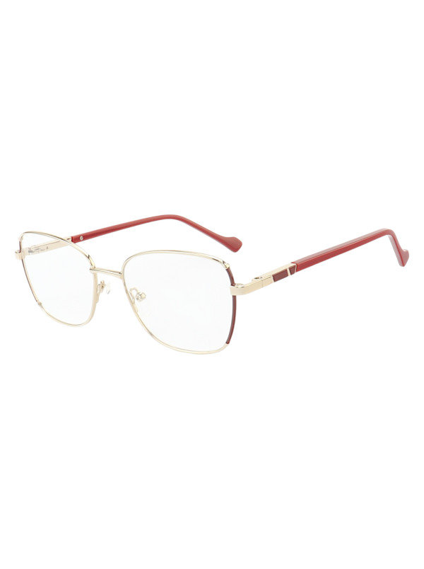 Armação de Óculos Oval MT8022 Dourado e Vermelho
