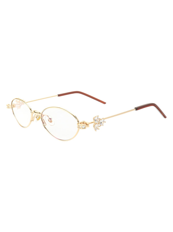Armação de Óculos Oval RM0837 Diamond Dourado e Marrom