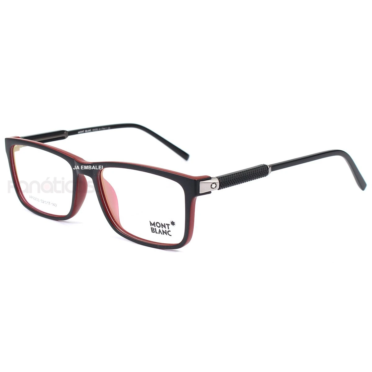 Armação de Óculos Quadrada Masculina AP9233 Preto Vermelho