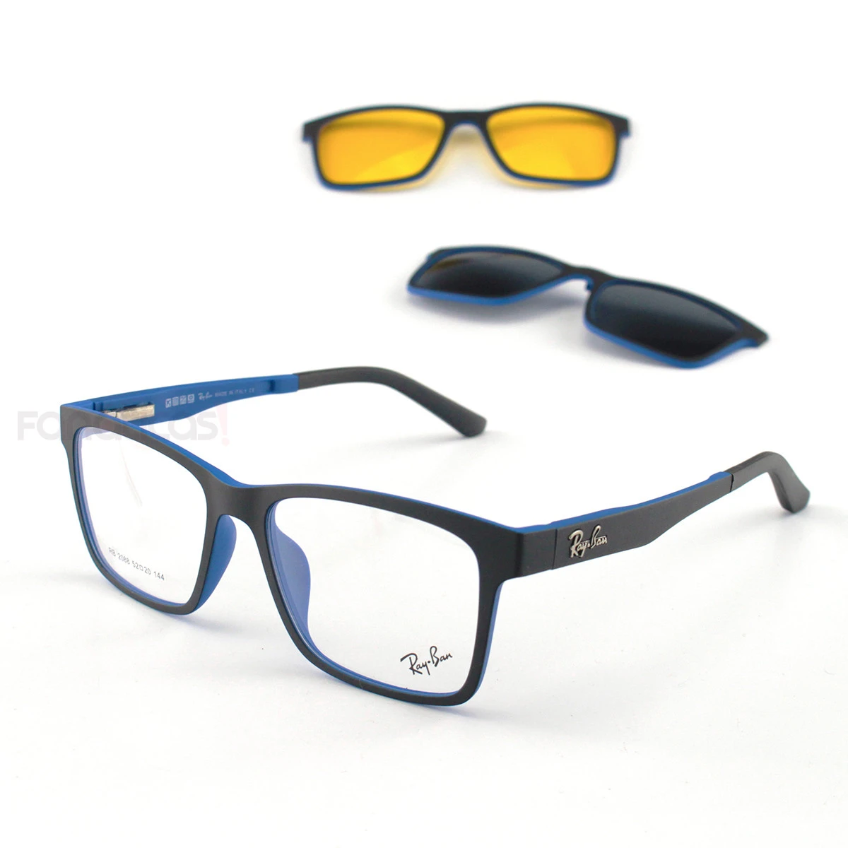 Armacao de Óculos Clipon 2088 Preta e Azul